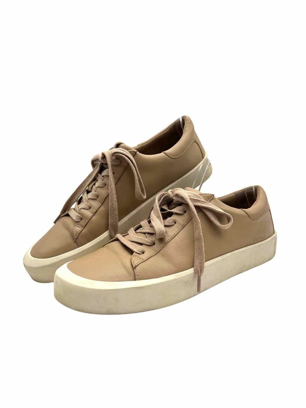 Vince Size 9.5 Lt Brown Lace-Up Leather Designer Sneakers